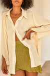 HAVANA BUTTON UP BLOUSE — CREAM